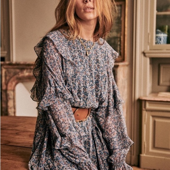 Sézane Lali Dress in Blooming Blue - Picture 1 of 4